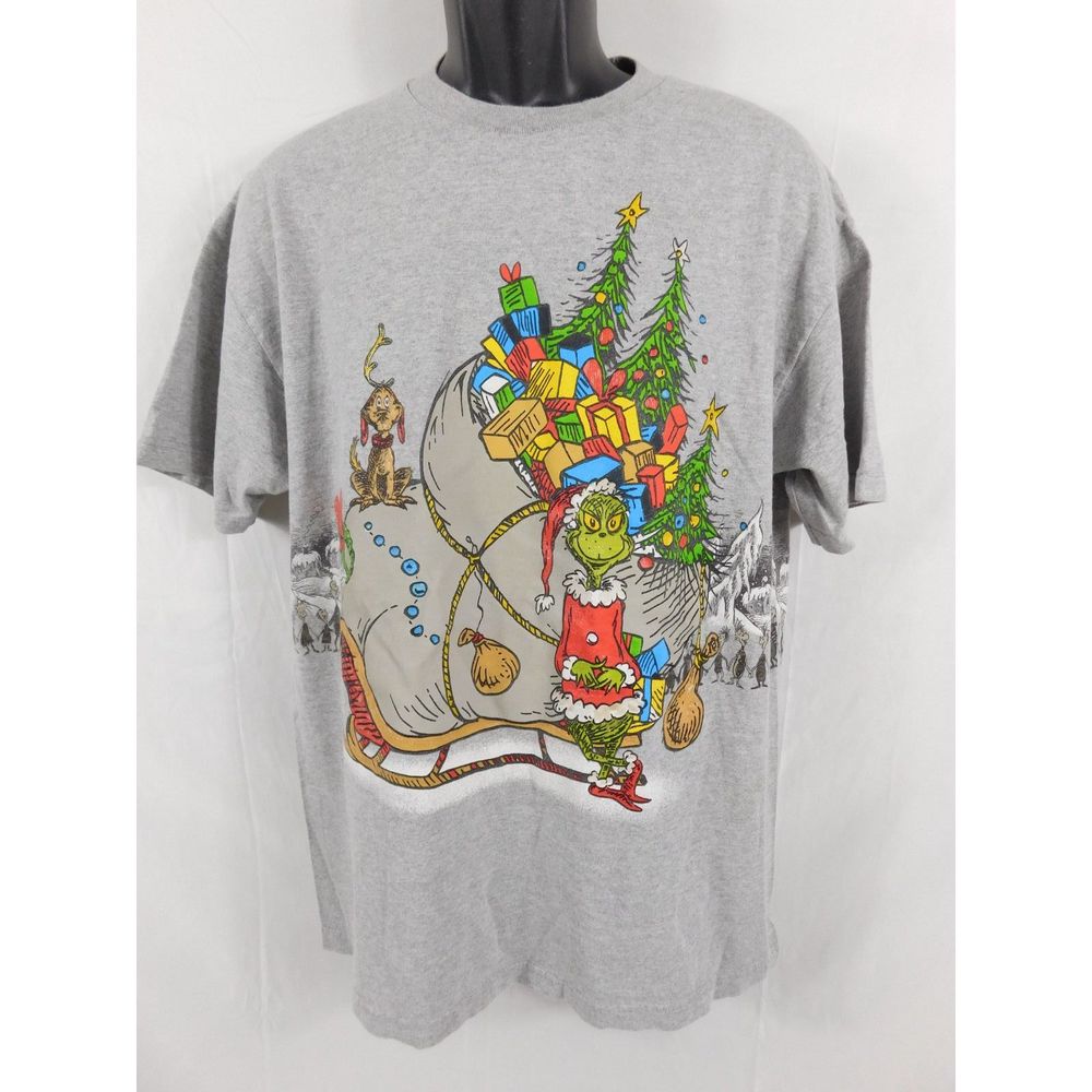 Vintage Y2K 2001 Dr. Seuss How the Grinch Stole Christmas Short Sleeve T-shirt L - Picture 1 of 16